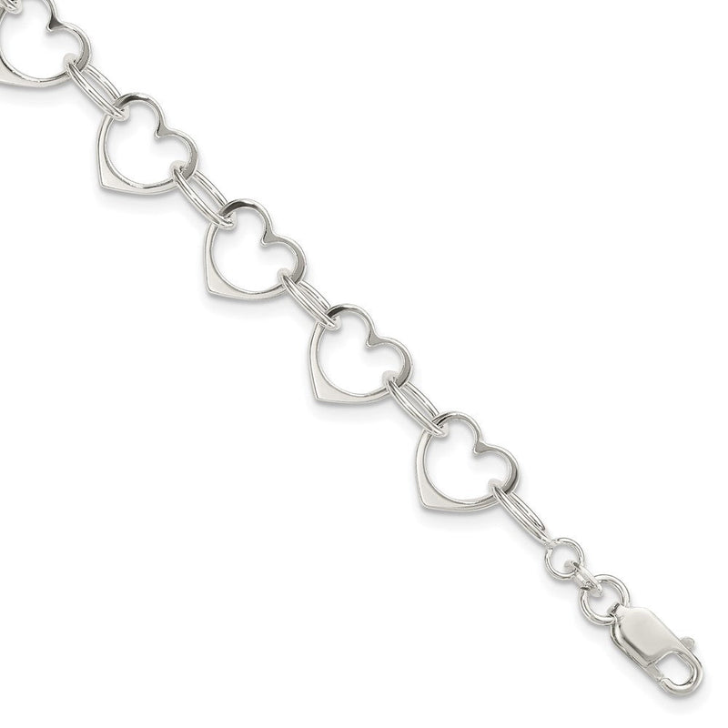 7 Zoll Sterlingsilber Herz Glieder Armband