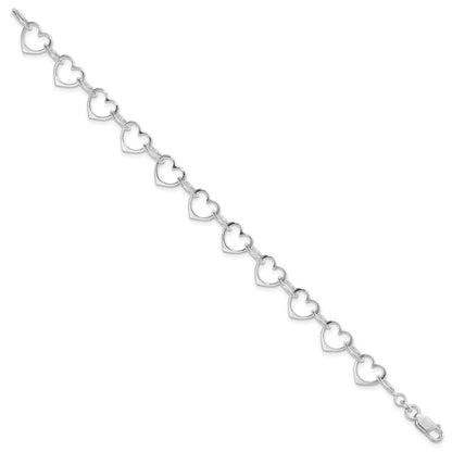 Sterlingsilber Rhodiniert Herz Glieder Armband