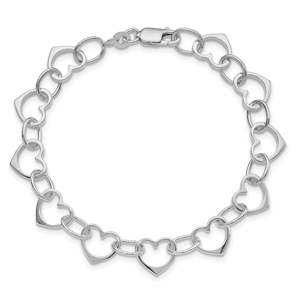 Sterlingsilber Rhodiniert Herz Glieder Armband