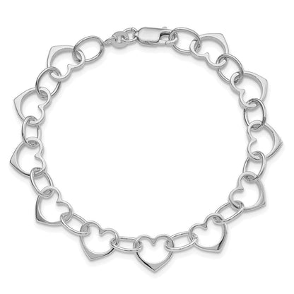 Sterlingsilber Rhodiniert Herz Glieder Armband