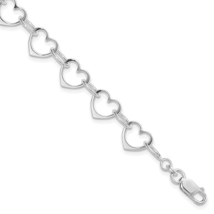 Sterlingsilber Rhodiniert Herz Glieder Armband