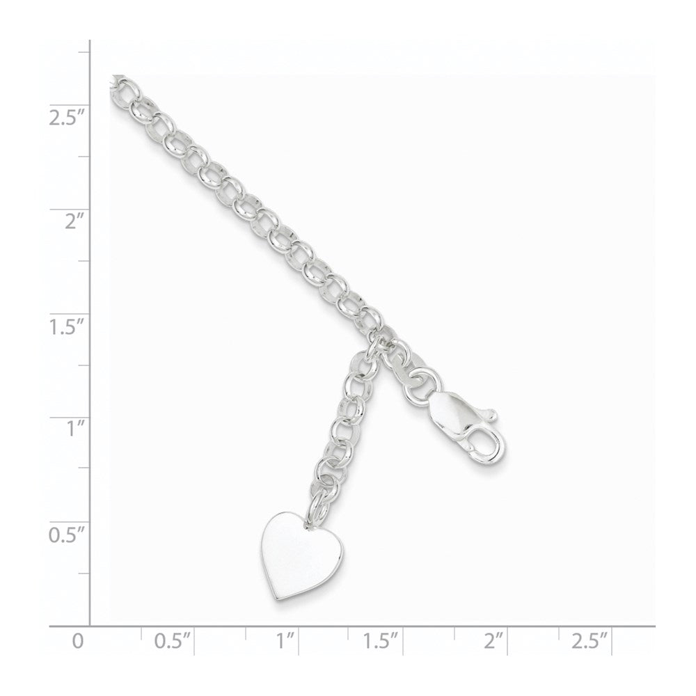 7.5 Zoll Sterlingsilber Gravierbar Herz Charm Erbs Armband