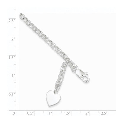 7.5 Zoll Sterlingsilber Gravierbar Herz Charm Erbs Armband