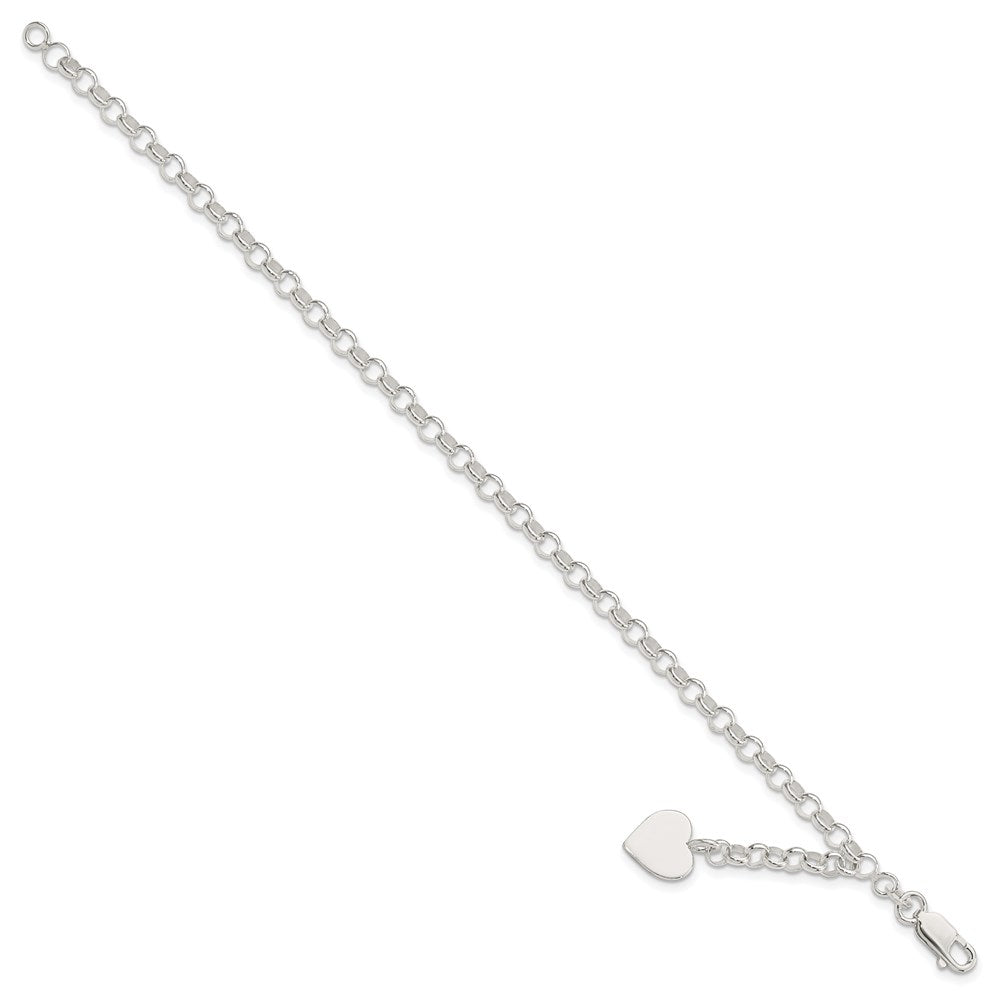 7.5 Zoll Sterlingsilber Gravierbar Herz Charm Erbs Armband
