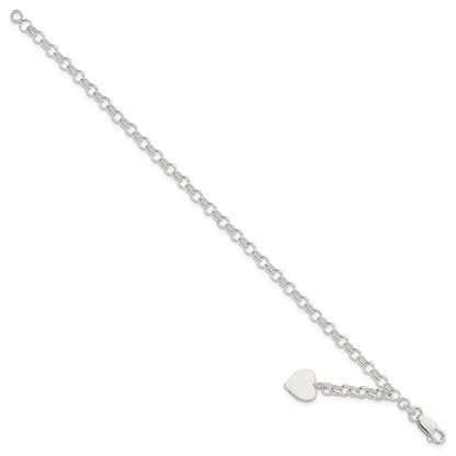 7.5 Zoll Sterlingsilber Gravierbar Herz Charm Erbs Armband