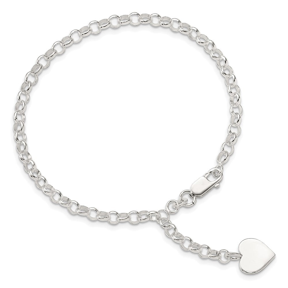 7.5 Zoll Sterlingsilber Gravierbar Herz Charm Erbs Armband