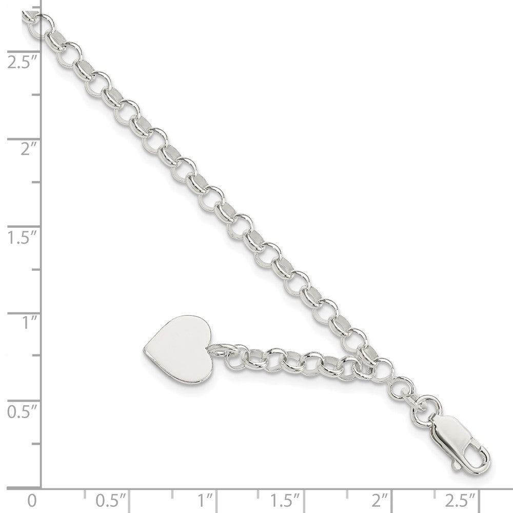 7.5 Zoll Sterlingsilber Gravierbar Herz Charm Erbs Armband