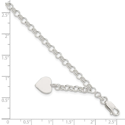 7.5 Zoll Sterlingsilber Gravierbar Herz Charm Erbs Armband