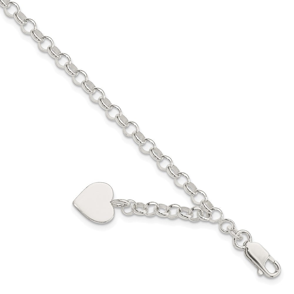 7.5 Zoll Sterlingsilber Gravierbar Herz Charm Erbs Armband