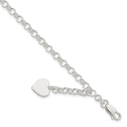 7.5 Zoll Sterlingsilber Gravierbar Herz Charm Erbs Armband