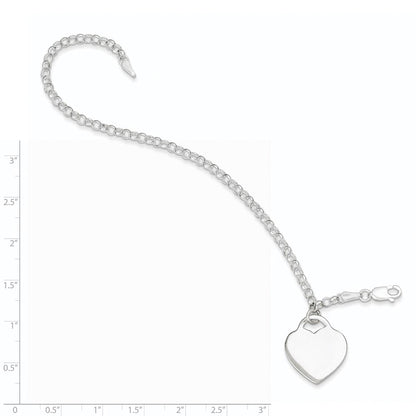 7.25 Zoll Sterlingsilber Gravierbar Herz Charm Armband