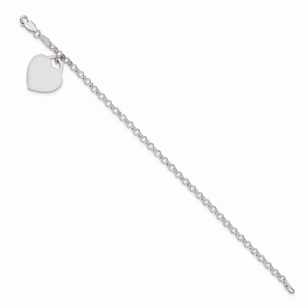 7.25 Zoll Sterlingsilber Gravierbar Herz Charm Armband