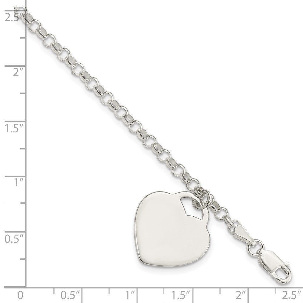 7.25 Zoll Sterlingsilber Gravierbar Herz Charm Armband