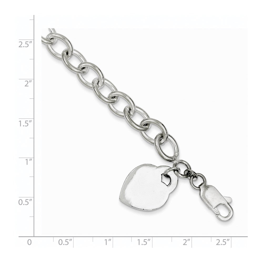 7.25 Zoll Sterlingsilber Poliert Gravierbar Herz Armband