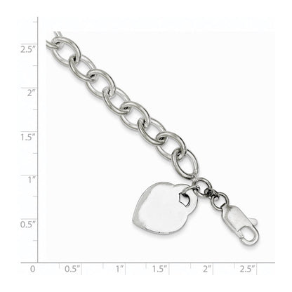 7.25 Zoll Sterlingsilber Poliert Gravierbar Herz Armband