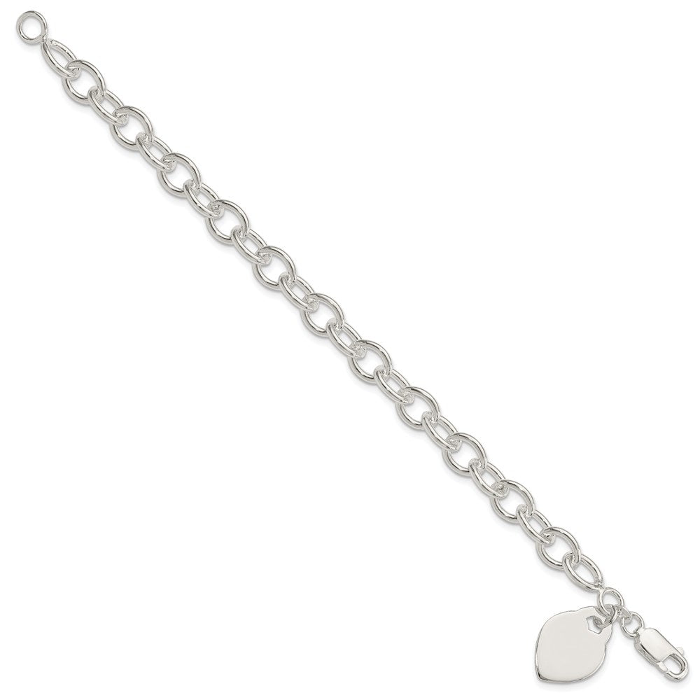 7.25 Zoll Sterlingsilber Poliert Gravierbar Herz Armband