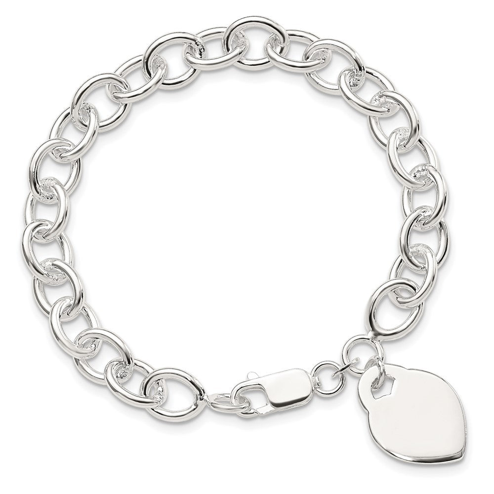 7.25 Zoll Sterlingsilber Poliert Gravierbar Herz Armband