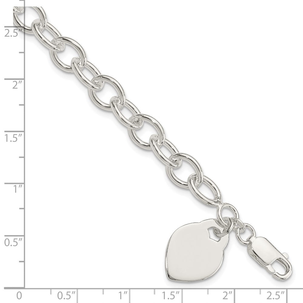 7.25 Zoll Sterlingsilber Poliert Gravierbar Herz Armband