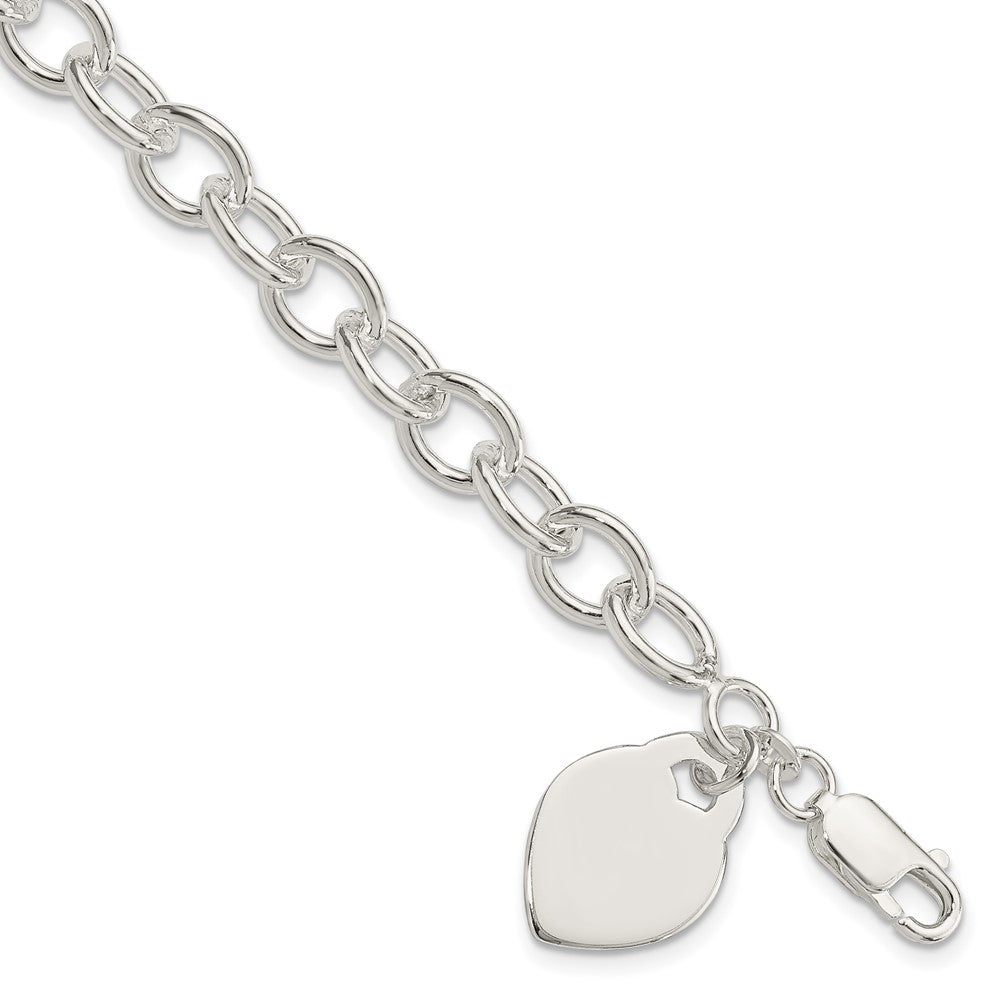 7.25 Zoll Sterlingsilber Poliert Gravierbar Herz Armband