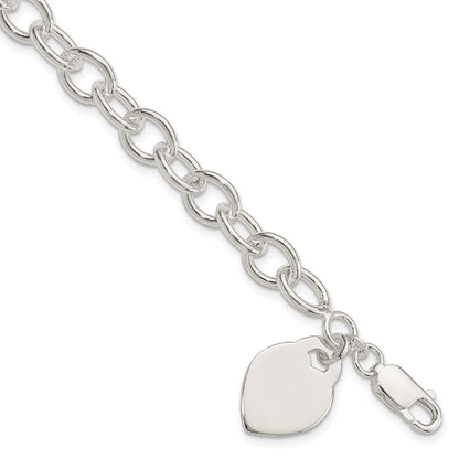 7.25 Zoll Sterlingsilber Poliert Gravierbar Herz Armband