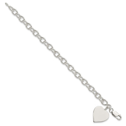 7.25 Zoll Sterlingsilber Gravierbar Herz Fantasieglieder Armband