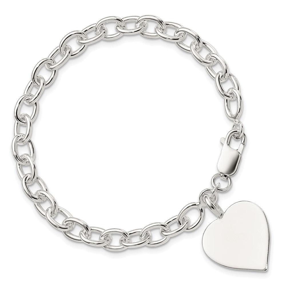 7.25 Zoll Sterlingsilber Gravierbar Herz Fantasieglieder Armband