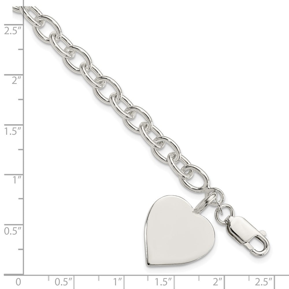 7.25 Zoll Sterlingsilber Gravierbar Herz Fantasieglieder Armband
