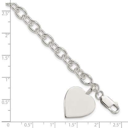 7.25 Zoll Sterlingsilber Gravierbar Herz Fantasieglieder Armband