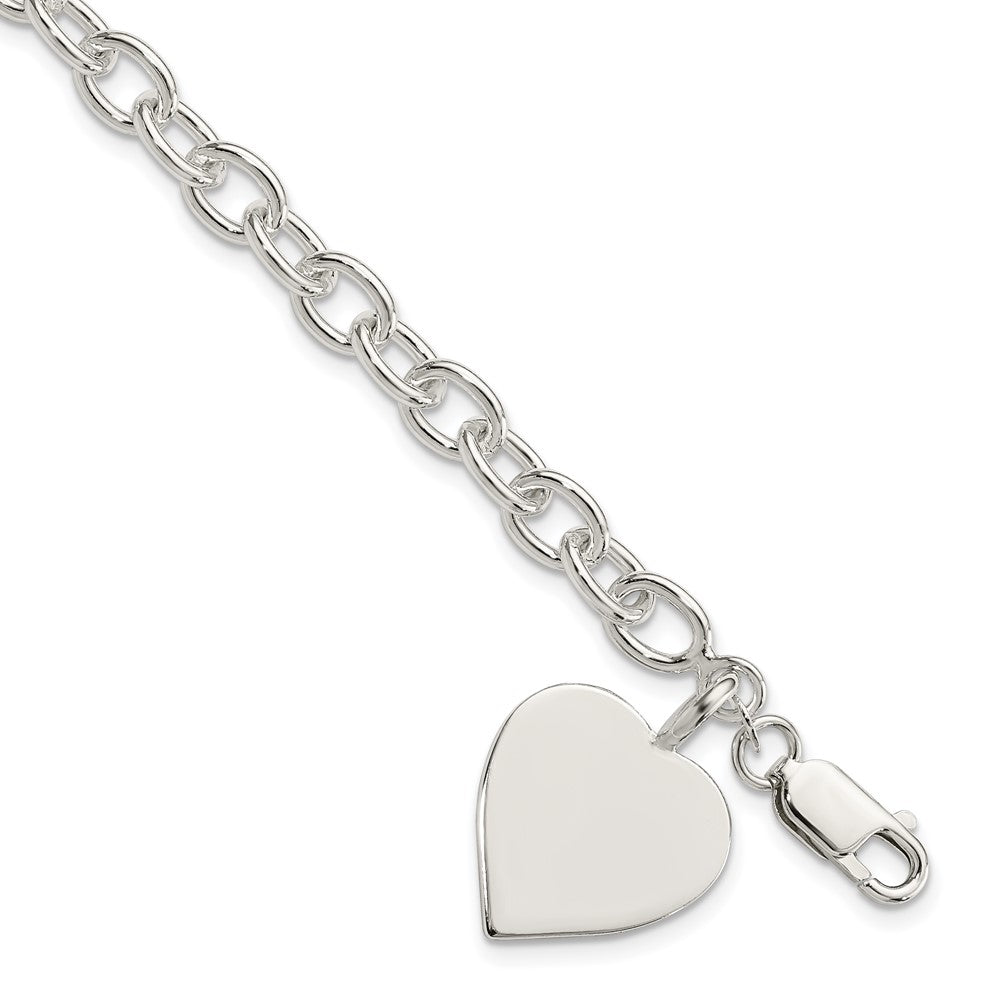 7.25 Zoll Sterlingsilber Gravierbar Herz Fantasieglieder Armband