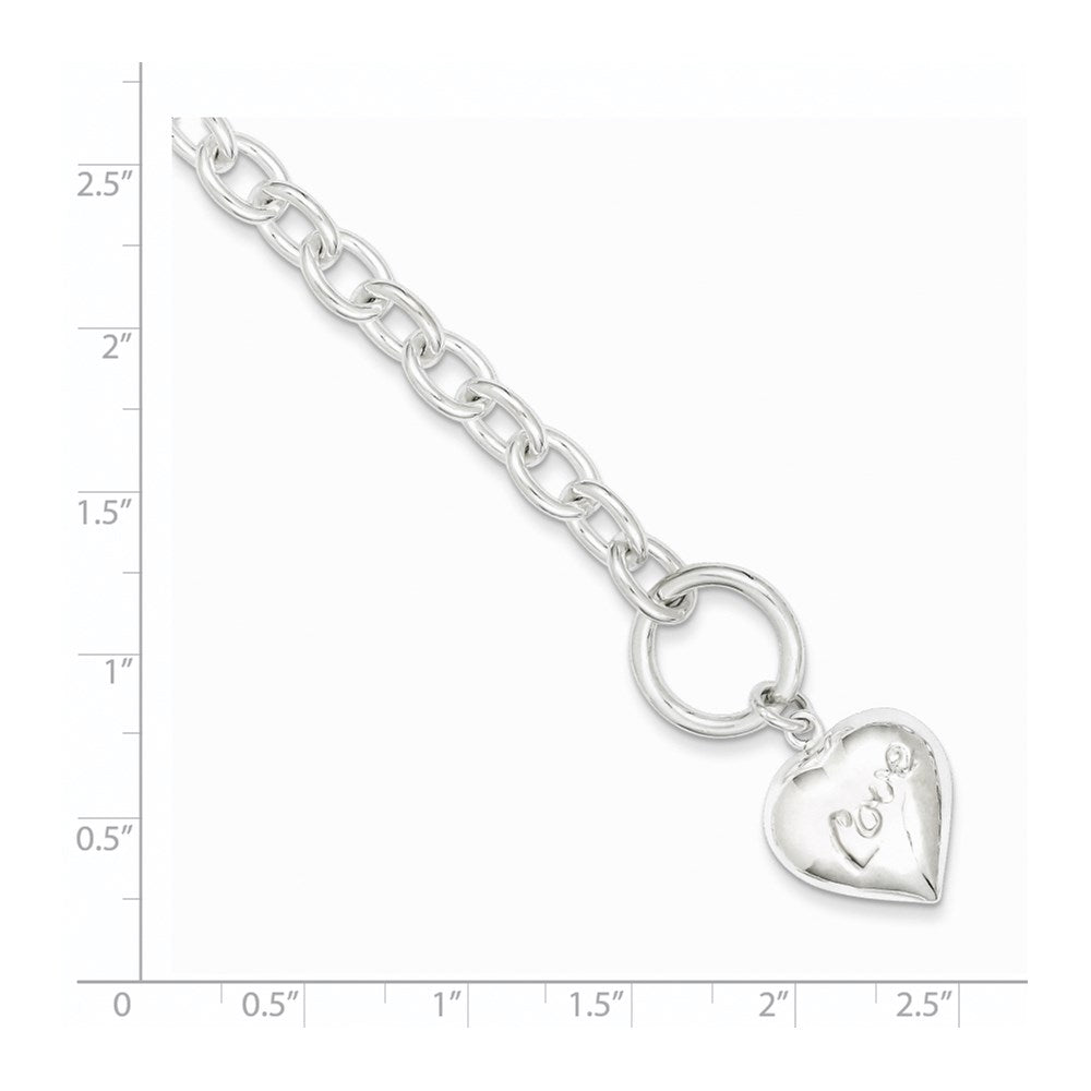 7.5 Zoll Sterlingsilber Liebe Gewölbt Herz Charm Armband