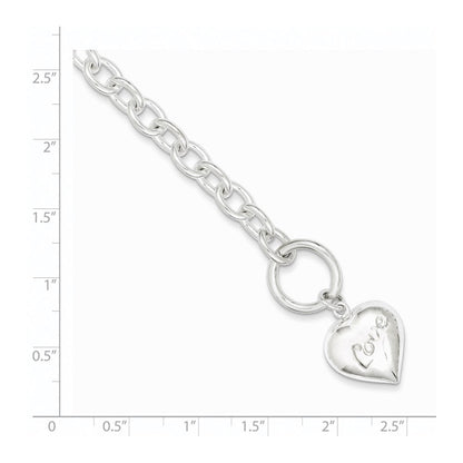 7.5 Zoll Sterlingsilber Liebe Gewölbt Herz Charm Armband
