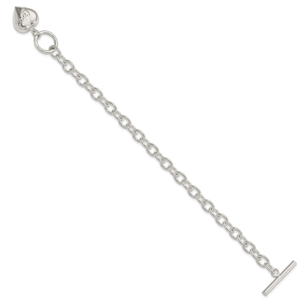 7.5 Zoll Sterlingsilber Liebe Gewölbt Herz Charm Armband
