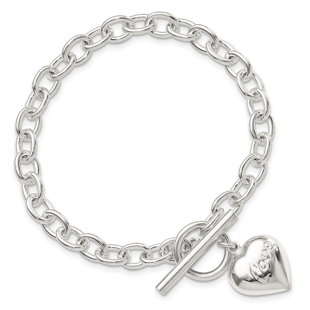 7.5 Zoll Sterlingsilber Liebe Gewölbt Herz Charm Armband