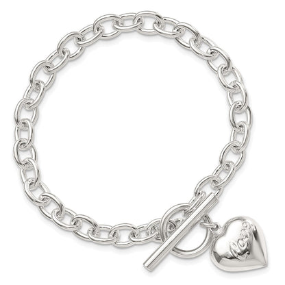 7.5 Zoll Sterlingsilber Liebe Gewölbt Herz Charm Armband