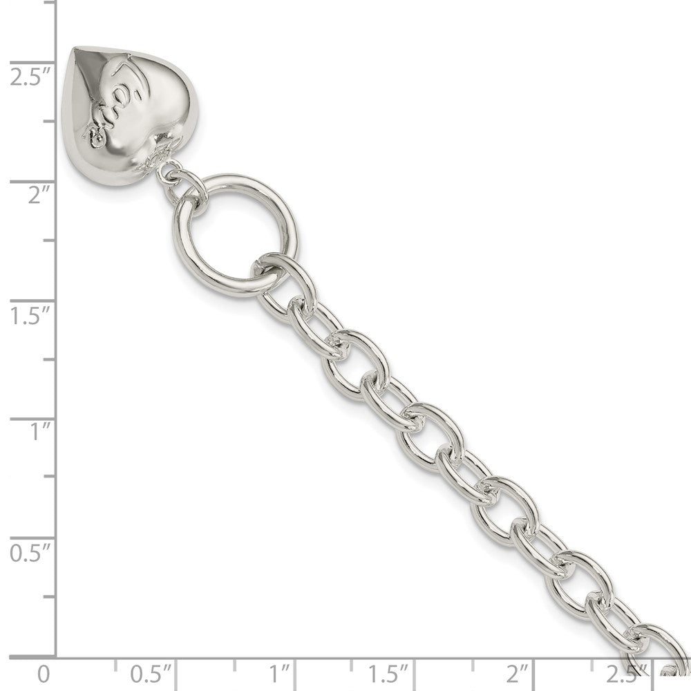 7.5 Zoll Sterlingsilber Liebe Gewölbt Herz Charm Armband