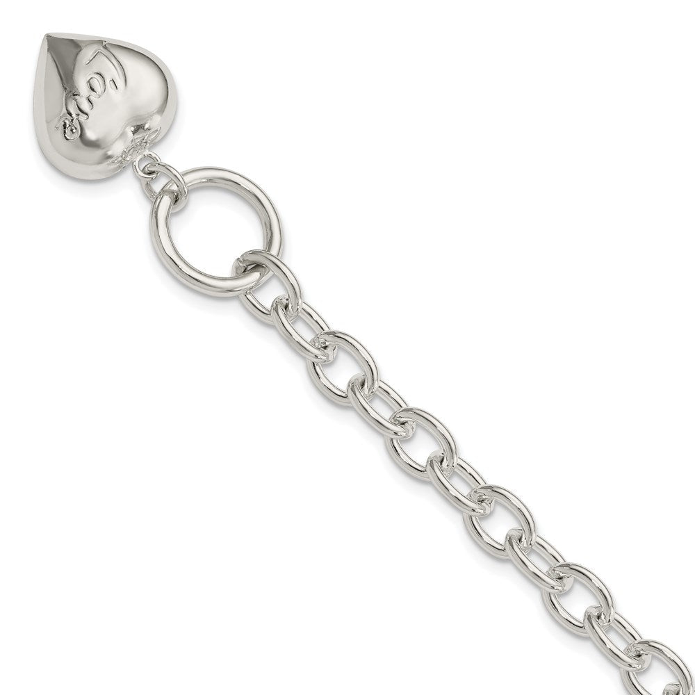 7.5 Zoll Sterlingsilber Liebe Gewölbt Herz Charm Armband