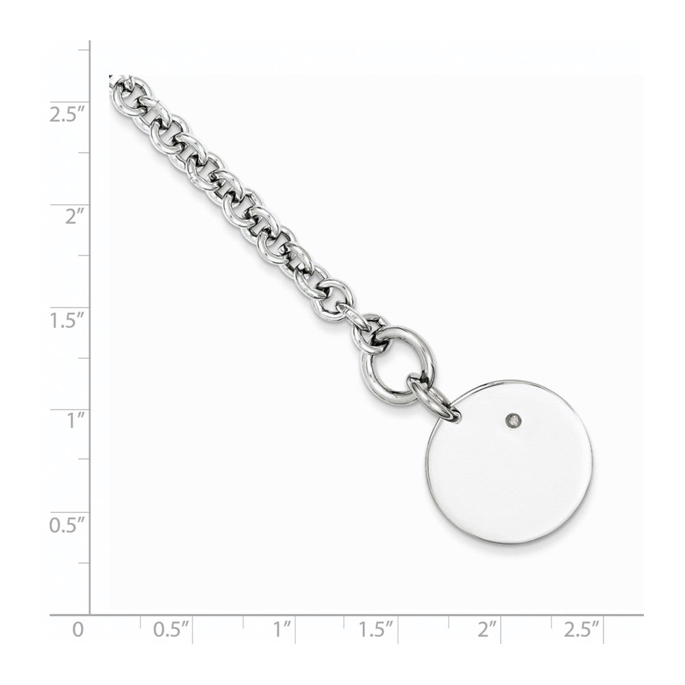 7.5 Zoll Sterlingsilber Rhodiniert.03ct Diamant Plättchen Armband