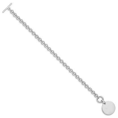 7.5 Zoll Sterlingsilber Rhodiniert.03ct Diamant Plättchen Armband
