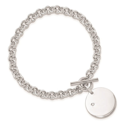 7.5 Zoll Sterlingsilber Rhodiniert.03ct Diamant Plättchen Armband