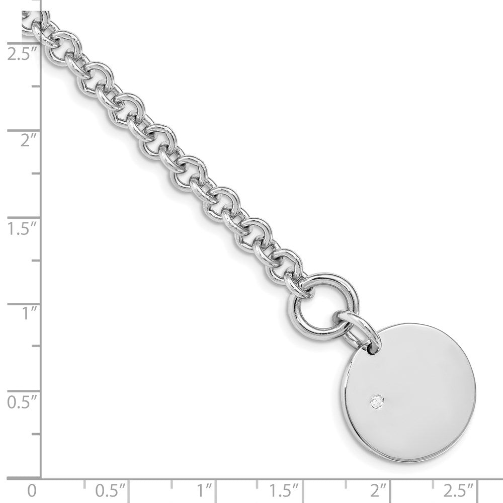7.5 Zoll Sterlingsilber Rhodiniert.03ct Diamant Plättchen Armband