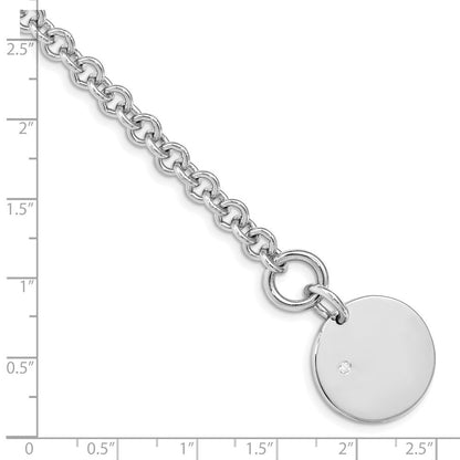 7.5 Zoll Sterlingsilber Rhodiniert.03ct Diamant Plättchen Armband