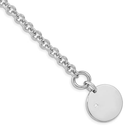 7.5 Zoll Sterlingsilber Rhodiniert.03ct Diamant Plättchen Armband