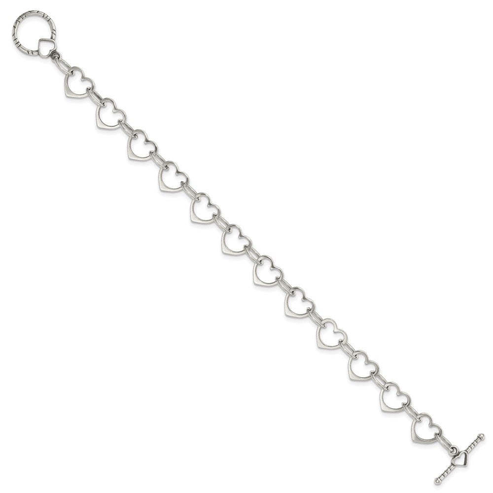7.5 Zoll Sterlingsilber Herz und Kreis Glieder Armband