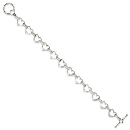 7.5 Zoll Sterlingsilber Herz und Kreis Glieder Armband