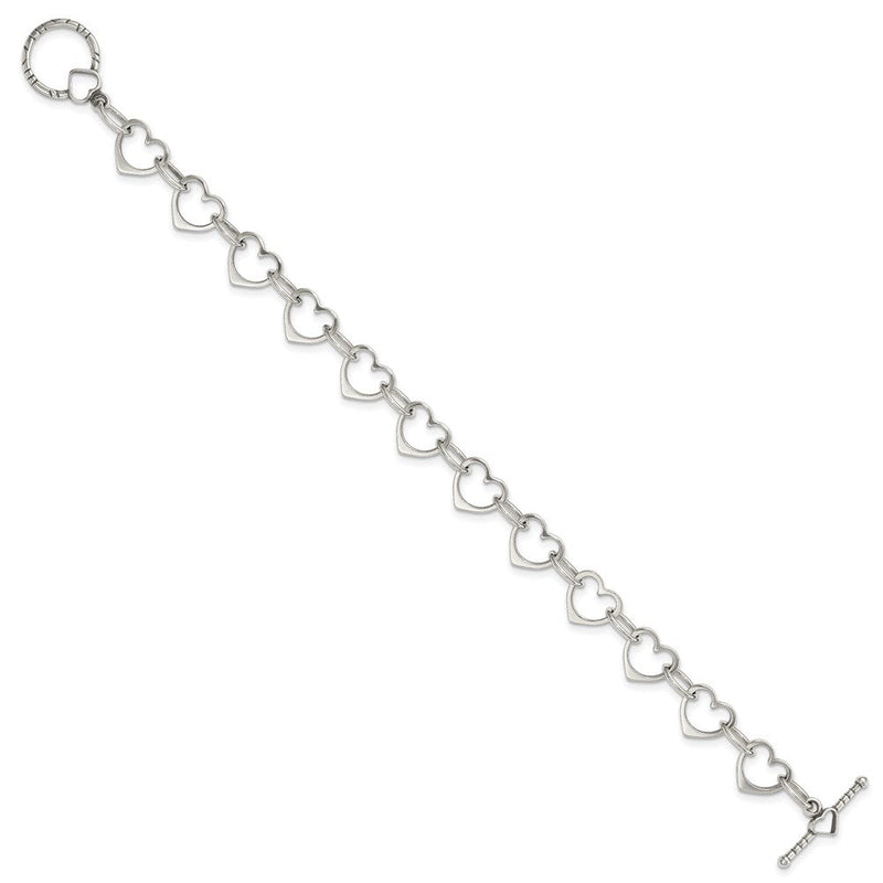 7.5 Zoll Sterlingsilber Herz und Kreis Glieder Armband