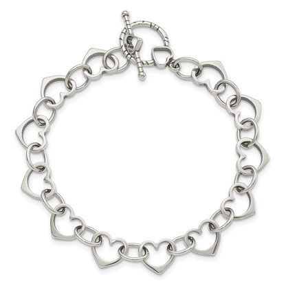 7.5 Zoll Sterlingsilber Herz und Kreis Glieder Armband