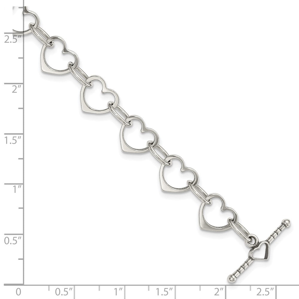 7.5 Zoll Sterlingsilber Herz und Kreis Glieder Armband