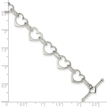 7.5 Zoll Sterlingsilber Herz und Kreis Glieder Armband