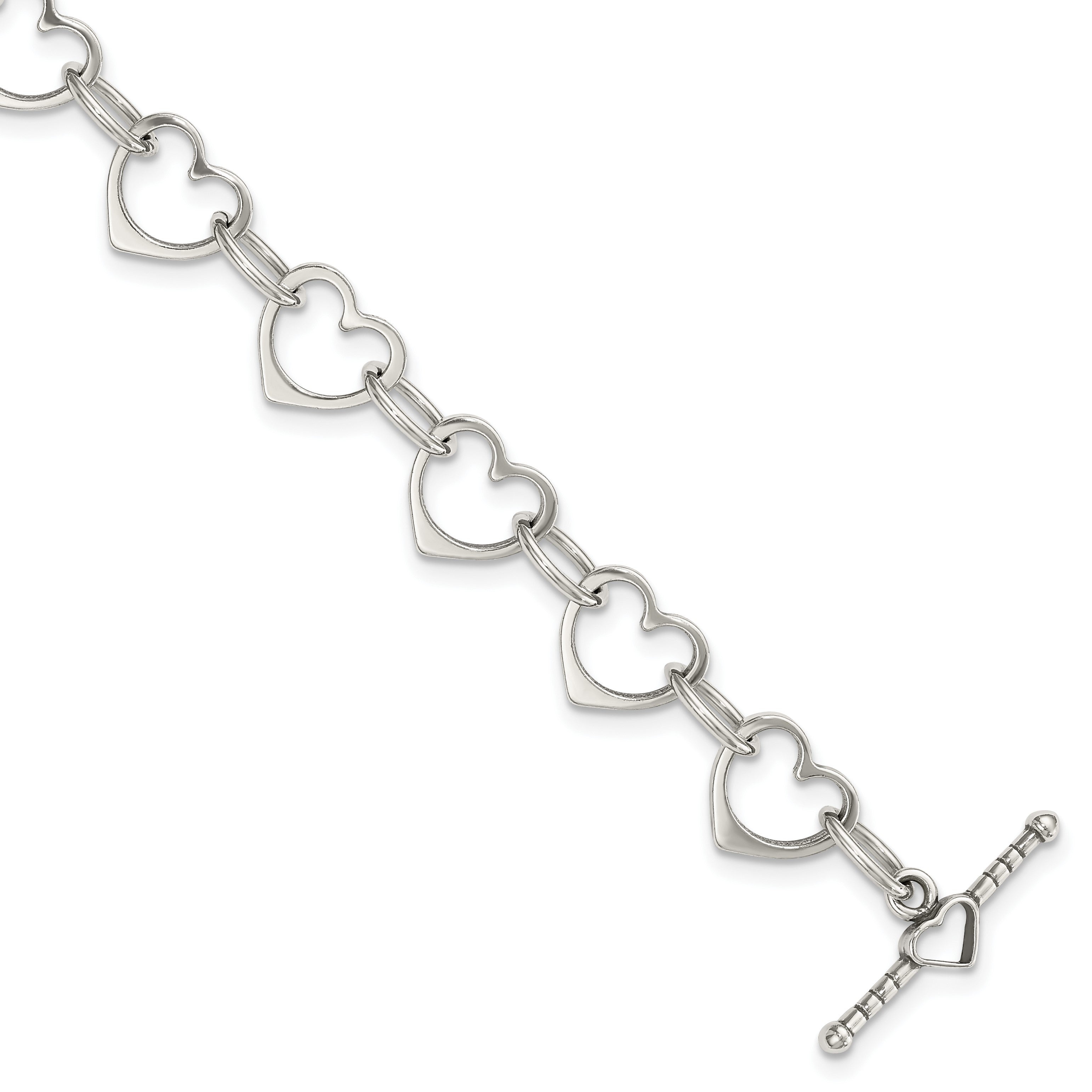 7.5 Zoll Sterlingsilber Herz und Kreis Glieder Armband