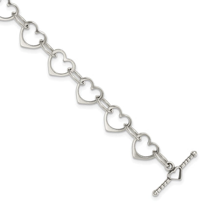 7.5 Zoll Sterlingsilber Herz und Kreis Glieder Armband